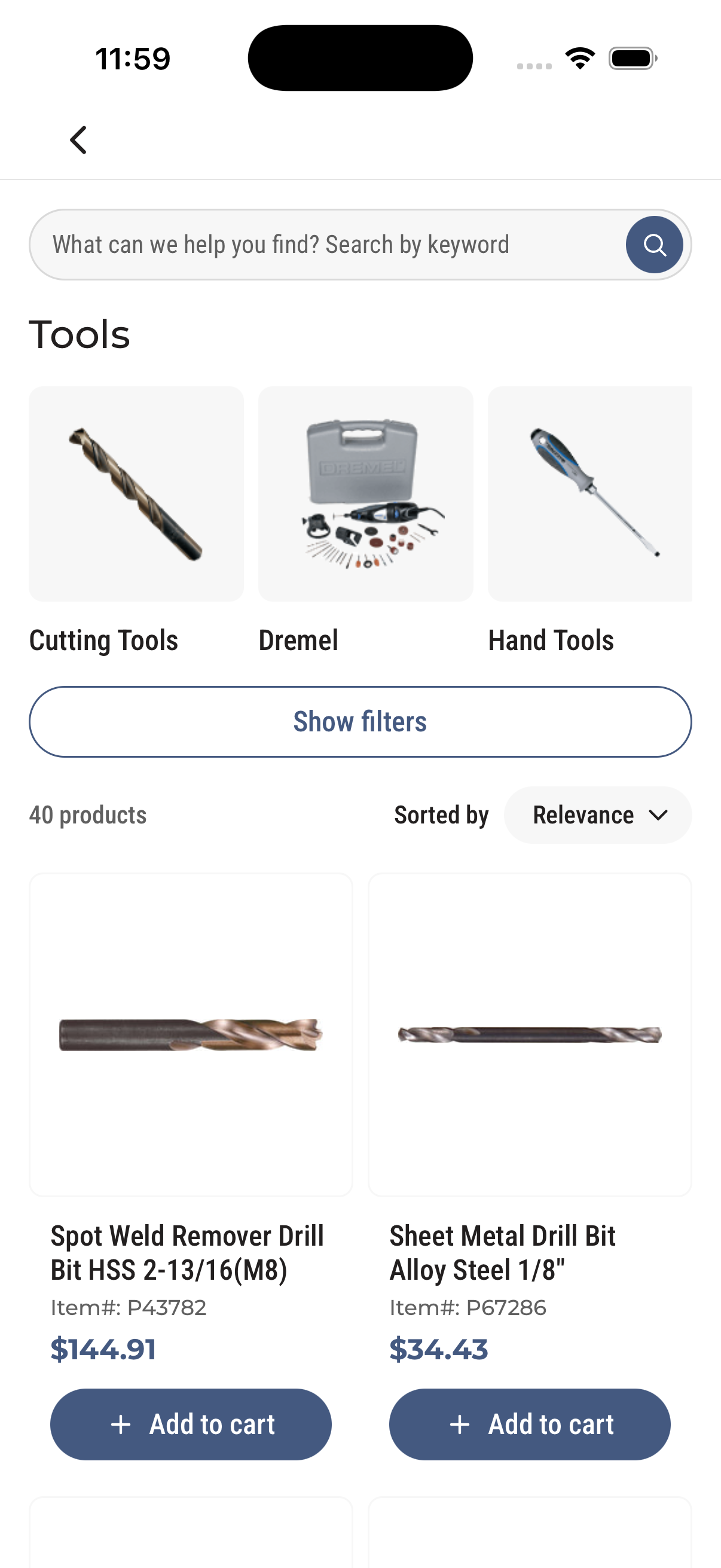 Kent Tools PLP, light mode — real iOS simulator render